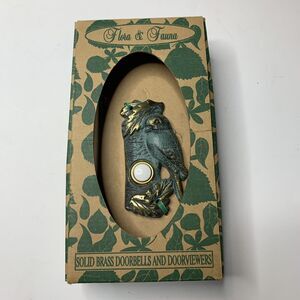 Vintage Flora & Fauna Solid Brass Chickadee Bird Doorbells and Viewers